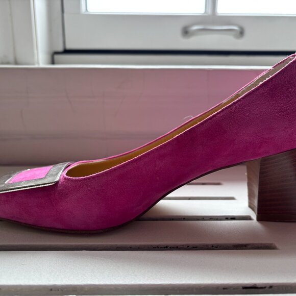 Pink stacked heel Pumps with Silver buckle - Picture 6 of 8